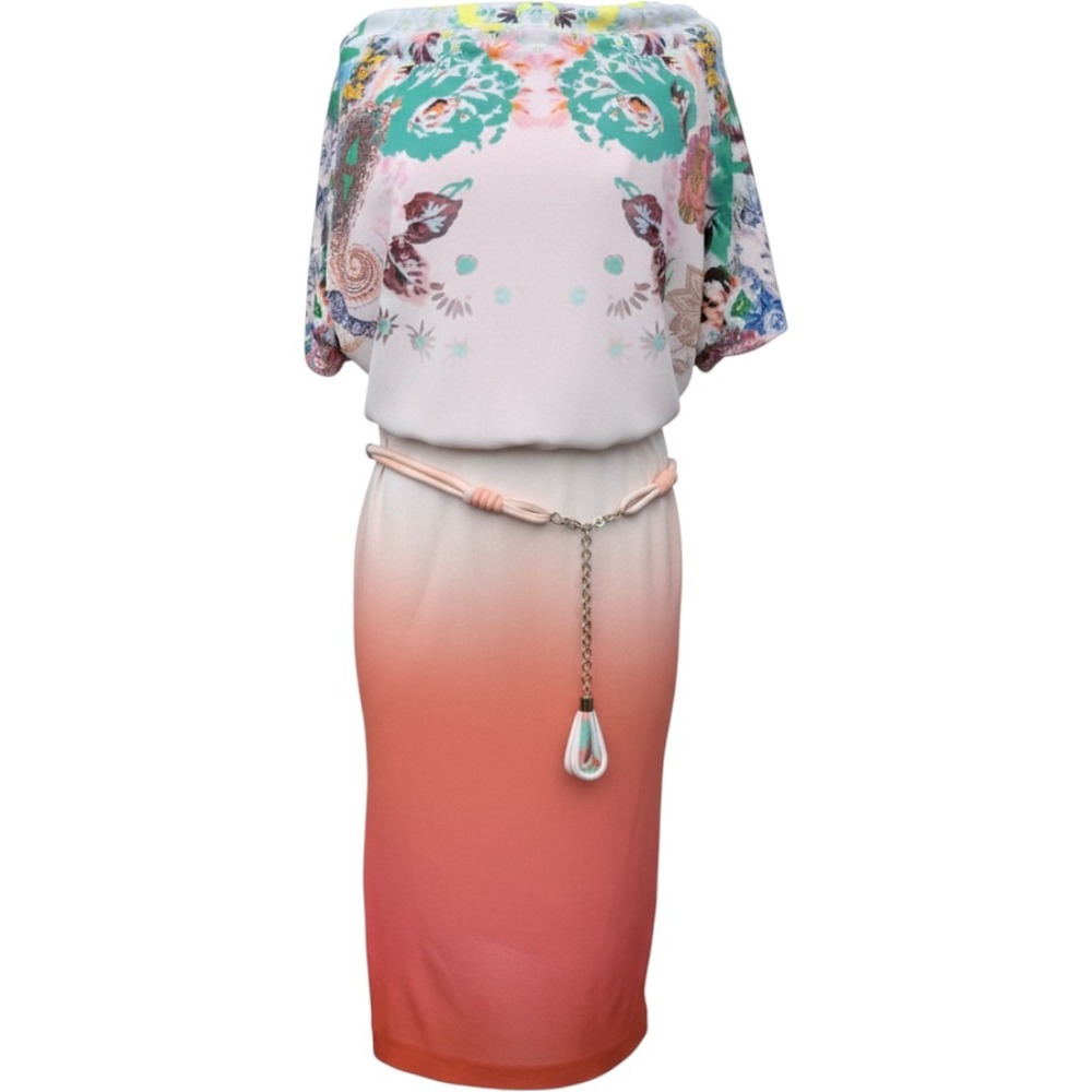 Etro Sheath Dress Womens 10 Multicolor Paisley Ombre Belted Made in Italy